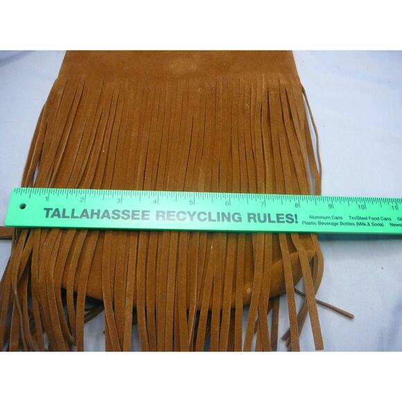 Unbranded Suede Fringe Leather Flat Crossbody Purse - Picture 5 of 6